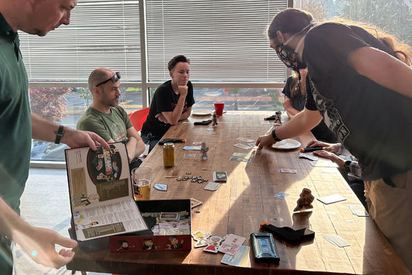 Echodyne employees meet to play board games after work